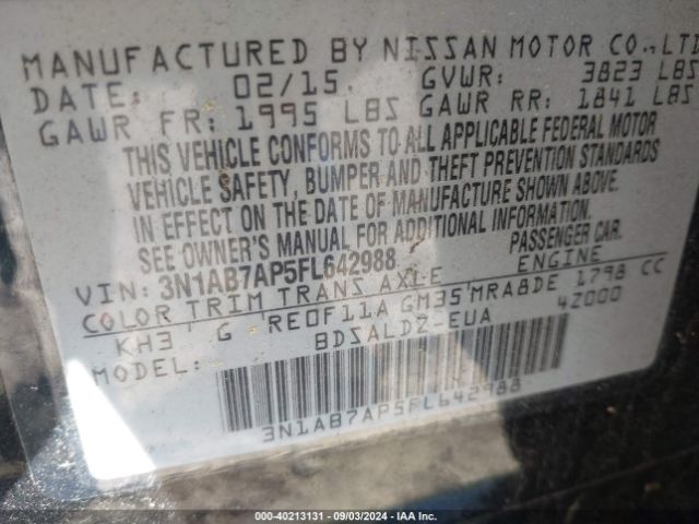 Photo 8 VIN: 3N1AB7AP5FL642988 - NISSAN SENTRA 