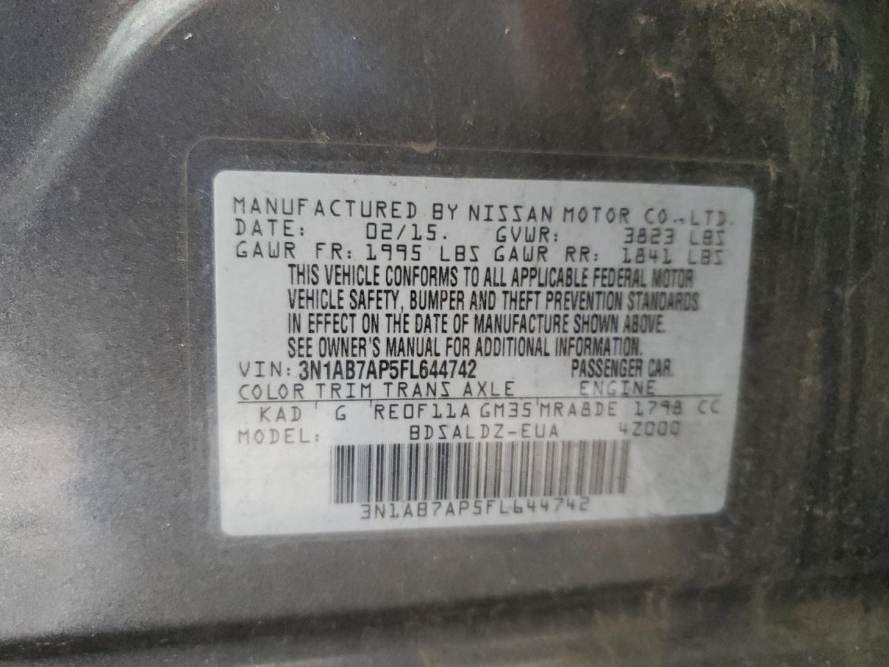 Photo 11 VIN: 3N1AB7AP5FL644742 - NISSAN SENTRA 