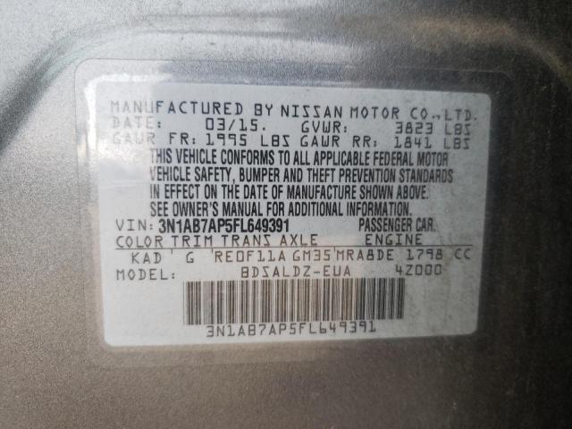 Photo 9 VIN: 3N1AB7AP5FL649391 - NISSAN SENTRA S 