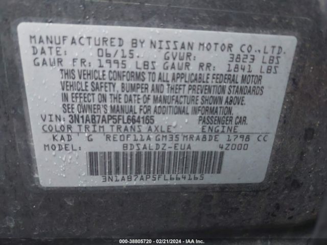 Photo 8 VIN: 3N1AB7AP5FL664165 - NISSAN SENTRA 