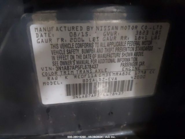 Photo 8 VIN: 3N1AB7AP5FL678437 - NISSAN SENTRA 