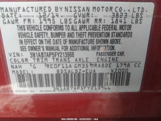 Photo 8 VIN: 3N1AB7AP5FY213966 - NISSAN SENTRA 