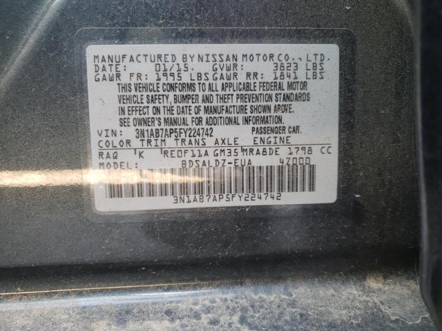 Photo 9 VIN: 3N1AB7AP5FY224742 - NISSAN SENTRA S 