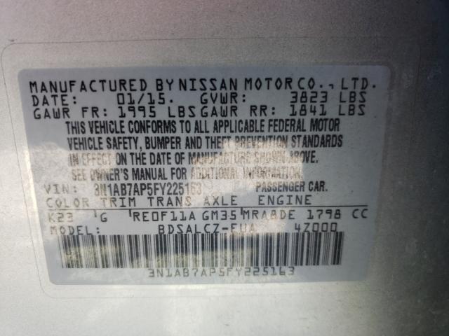 Photo 9 VIN: 3N1AB7AP5FY225163 - NISSAN SENTRA S 