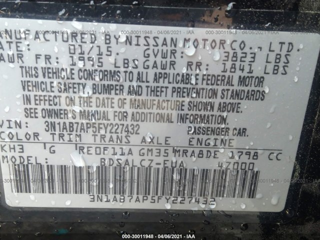 Photo 8 VIN: 3N1AB7AP5FY227432 - NISSAN SENTRA 