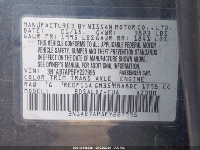 Photo 8 VIN: 3N1AB7AP5FY227995 - NISSAN SENTRA 