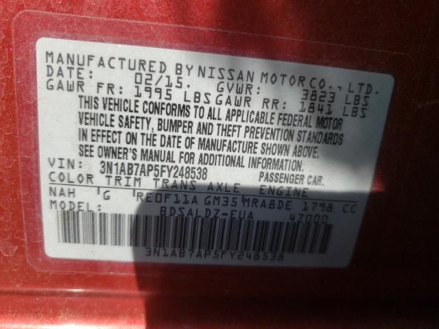 Photo 9 VIN: 3N1AB7AP5FY248538 - NISSAN SENTRA S 