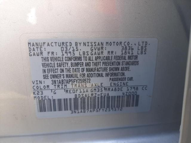 Photo 11 VIN: 3N1AB7AP5FY259572 - NISSAN SENTRA S 