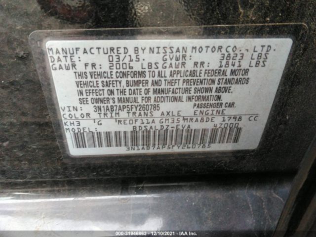 Photo 8 VIN: 3N1AB7AP5FY260785 - NISSAN SENTRA 