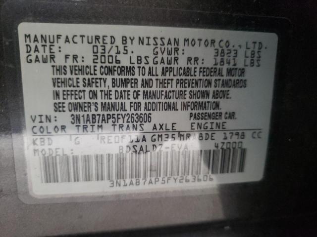 Photo 9 VIN: 3N1AB7AP5FY263606 - NISSAN SENTRA S 