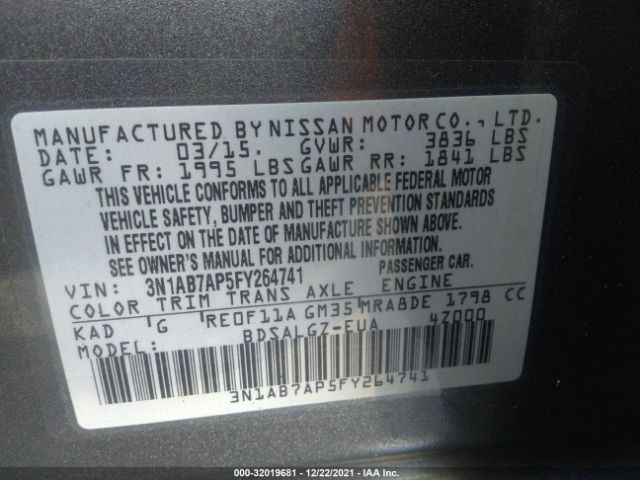 Photo 8 VIN: 3N1AB7AP5FY264741 - NISSAN SENTRA 