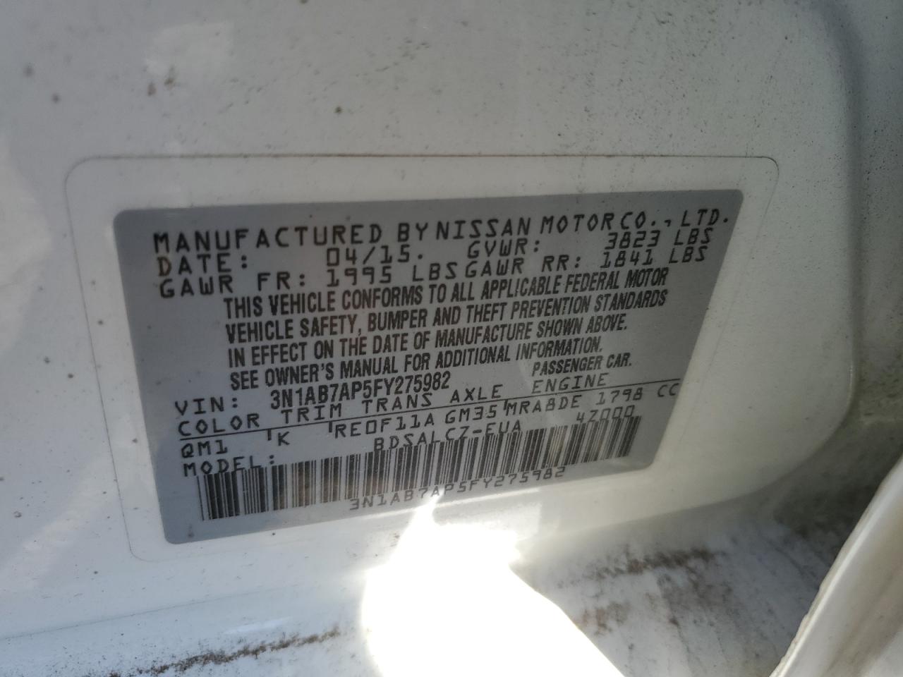 Photo 11 VIN: 3N1AB7AP5FY275982 - NISSAN SENTRA 