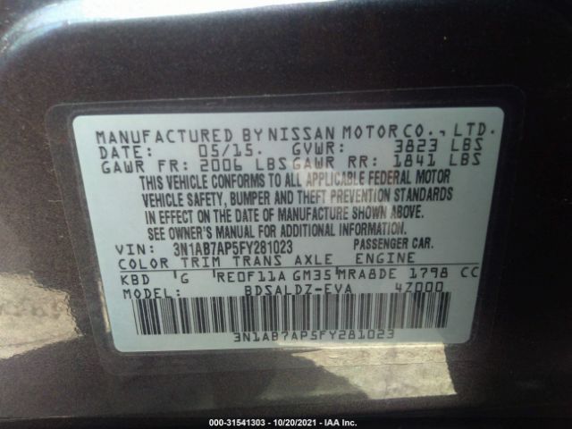 Photo 8 VIN: 3N1AB7AP5FY281023 - NISSAN SENTRA 