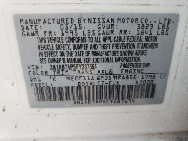 Photo 9 VIN: 3N1AB7AP5FY287694 - NISSAN SENTRA S 