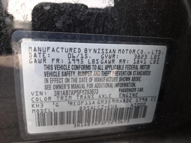 Photo 9 VIN: 3N1AB7AP5FY293673 - NISSAN SENTRA S 