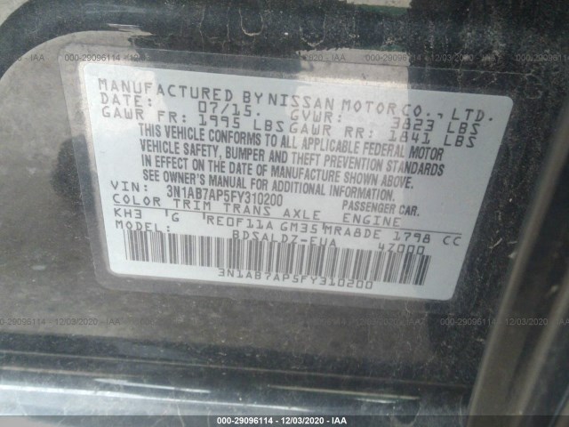 Photo 8 VIN: 3N1AB7AP5FY310200 - NISSAN SENTRA 