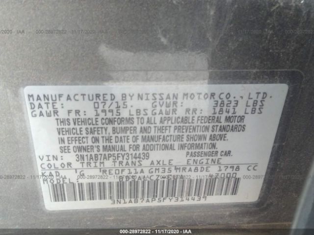 Photo 8 VIN: 3N1AB7AP5FY314439 - NISSAN SENTRA 