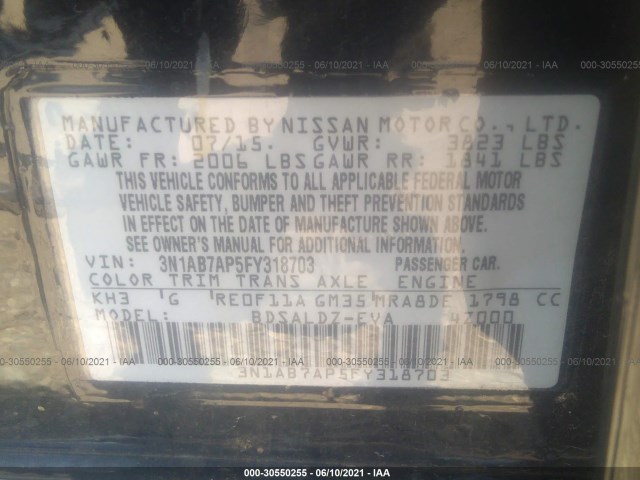 Photo 8 VIN: 3N1AB7AP5FY318703 - NISSAN SENTRA 