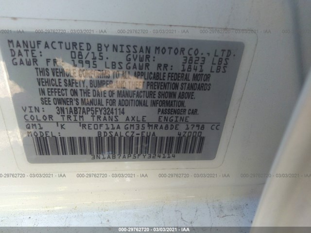 Photo 8 VIN: 3N1AB7AP5FY324114 - NISSAN SENTRA 