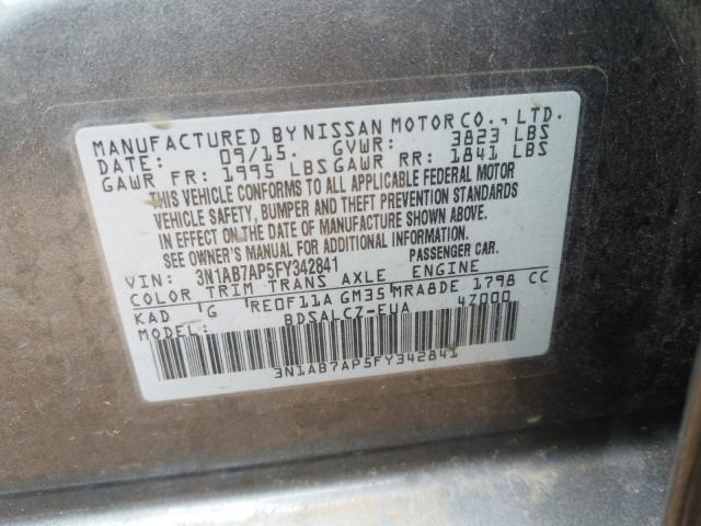 Photo 9 VIN: 3N1AB7AP5FY342841 - NISSAN SENTRA S 