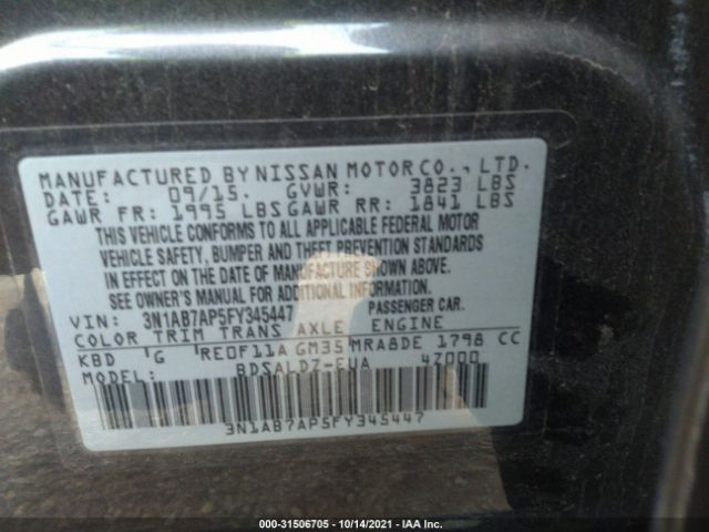 Photo 8 VIN: 3N1AB7AP5FY345447 - NISSAN SENTRA 