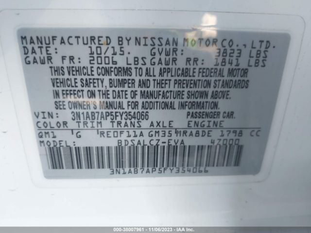 Photo 8 VIN: 3N1AB7AP5FY354066 - NISSAN SENTRA 