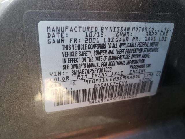 Photo 12 VIN: 3N1AB7AP5FY361003 - NISSAN SENTRA 