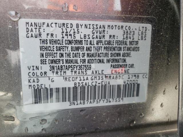 Photo 9 VIN: 3N1AB7AP5FY367559 - NISSAN SENTRA S 