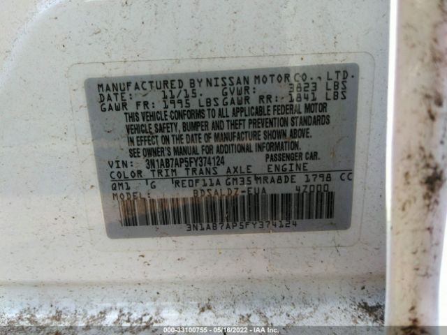 Photo 8 VIN: 3N1AB7AP5FY374124 - NISSAN SENTRA 