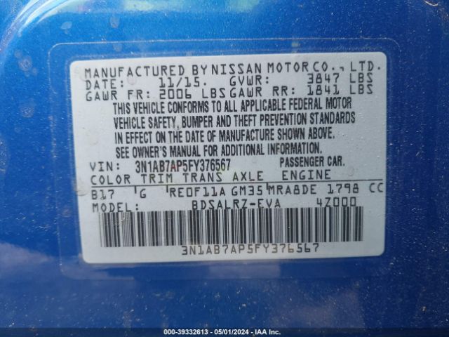 Photo 8 VIN: 3N1AB7AP5FY376567 - NISSAN SENTRA 