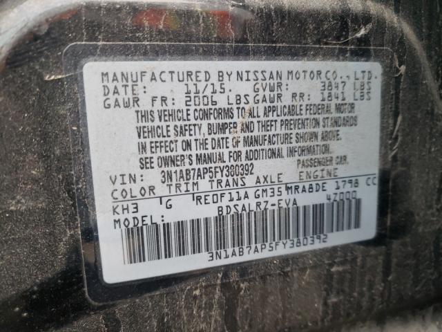 Photo 9 VIN: 3N1AB7AP5FY380392 - NISSAN SENTRA S 