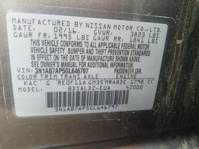 Photo 9 VIN: 3N1AB7AP5GL646797 - NISSAN SENTRA S 