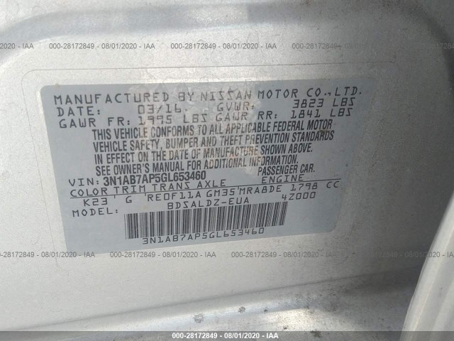 Photo 8 VIN: 3N1AB7AP5GL653460 - NISSAN SENTRA 