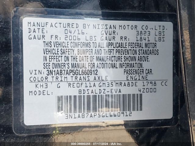 Photo 8 VIN: 3N1AB7AP5GL660912 - NISSAN SENTRA 