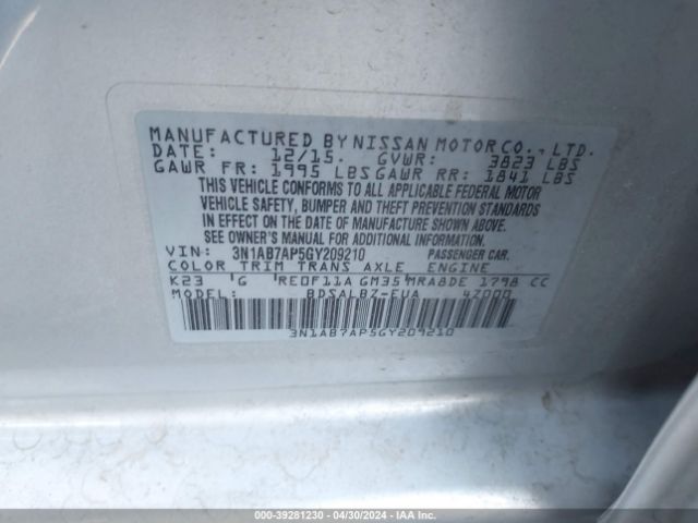 Photo 8 VIN: 3N1AB7AP5GY209210 - NISSAN SENTRA 