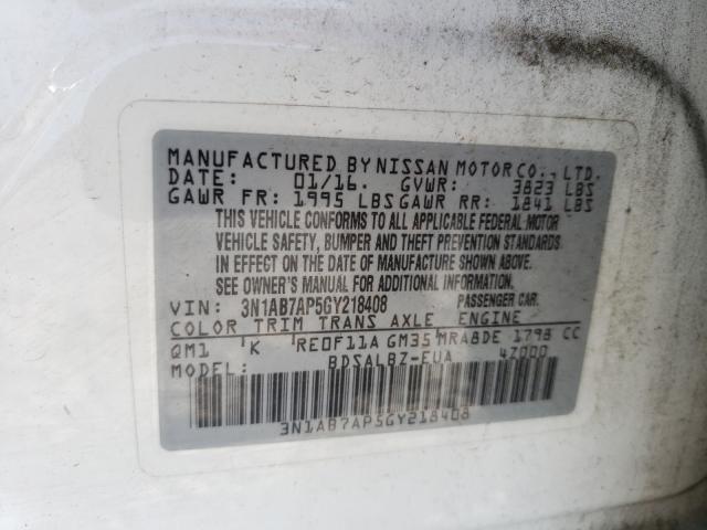 Photo 9 VIN: 3N1AB7AP5GY218408 - NISSAN SENTRA S 