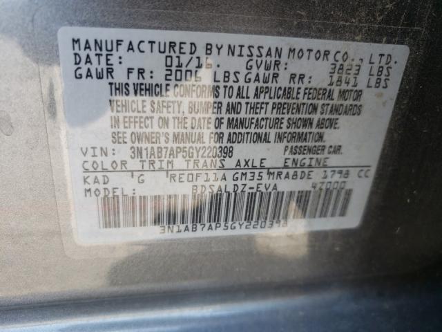 Photo 9 VIN: 3N1AB7AP5GY220398 - NISSAN SENTRA S 