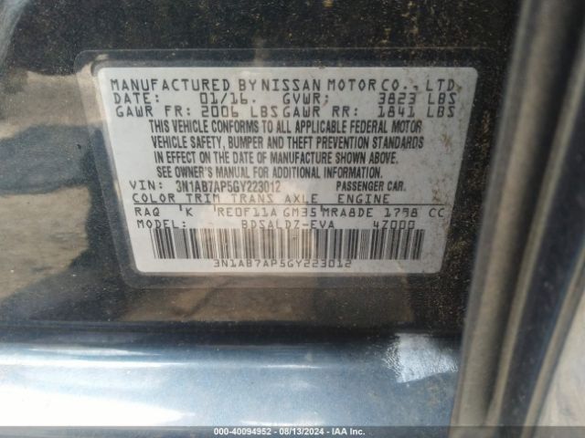 Photo 8 VIN: 3N1AB7AP5GY223012 - NISSAN SENTRA 