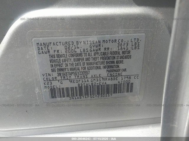 Photo 8 VIN: 3N1AB7AP5GY230557 - NISSAN SENTRA 