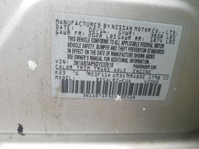 Photo 9 VIN: 3N1AB7AP5GY232518 - NISSAN SENTRA S 