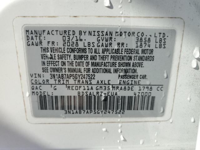 Photo 12 VIN: 3N1AB7AP5GY247522 - NISSAN SENTRA S 