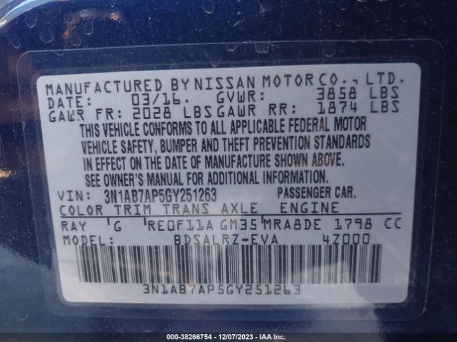 Photo 8 VIN: 3N1AB7AP5GY251263 - NISSAN SENTRA 