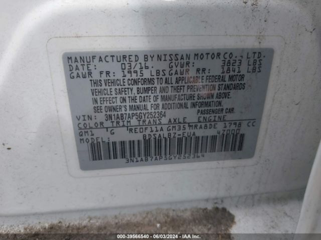 Photo 8 VIN: 3N1AB7AP5GY252364 - NISSAN SENTRA 