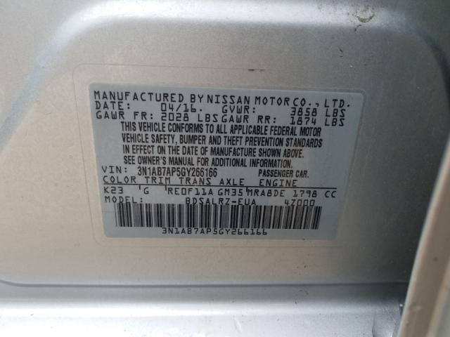 Photo 9 VIN: 3N1AB7AP5GY266166 - NISSAN SENTRA S 