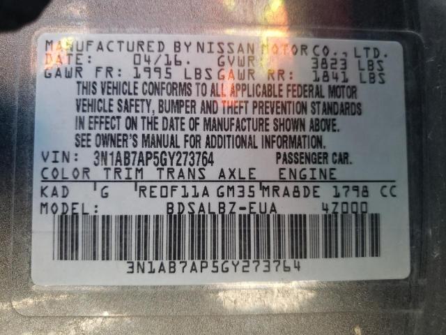 Photo 9 VIN: 3N1AB7AP5GY273764 - NISSAN SENTRA 