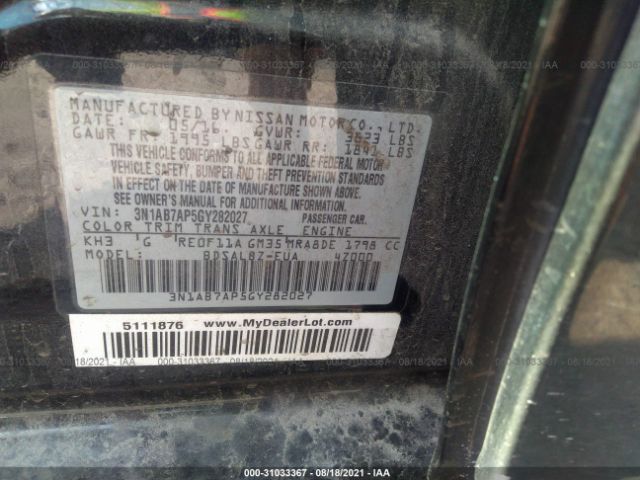 Photo 8 VIN: 3N1AB7AP5GY282027 - NISSAN SENTRA 