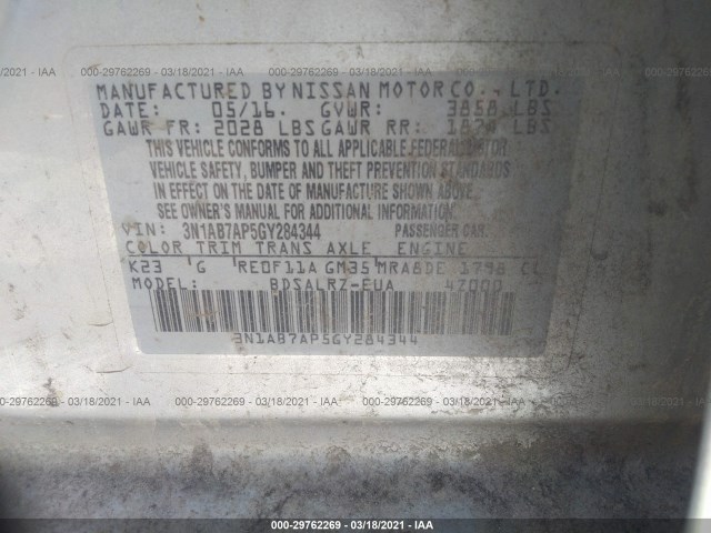 Photo 8 VIN: 3N1AB7AP5GY284344 - NISSAN SENTRA 