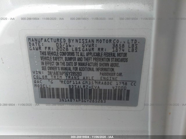 Photo 8 VIN: 3N1AB7AP5GY285283 - NISSAN SENTRA 