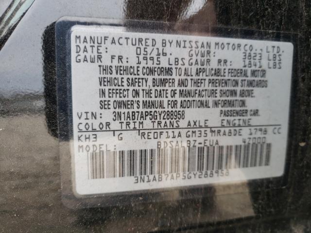 Photo 9 VIN: 3N1AB7AP5GY288958 - NISSAN SENTRA S 