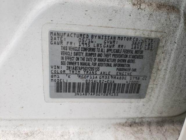 Photo 9 VIN: 3N1AB7AP5GY289155 - NISSAN SENTRA S 